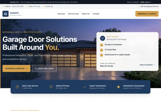 Sample homepage preview shown for approval before the rest of the website is built